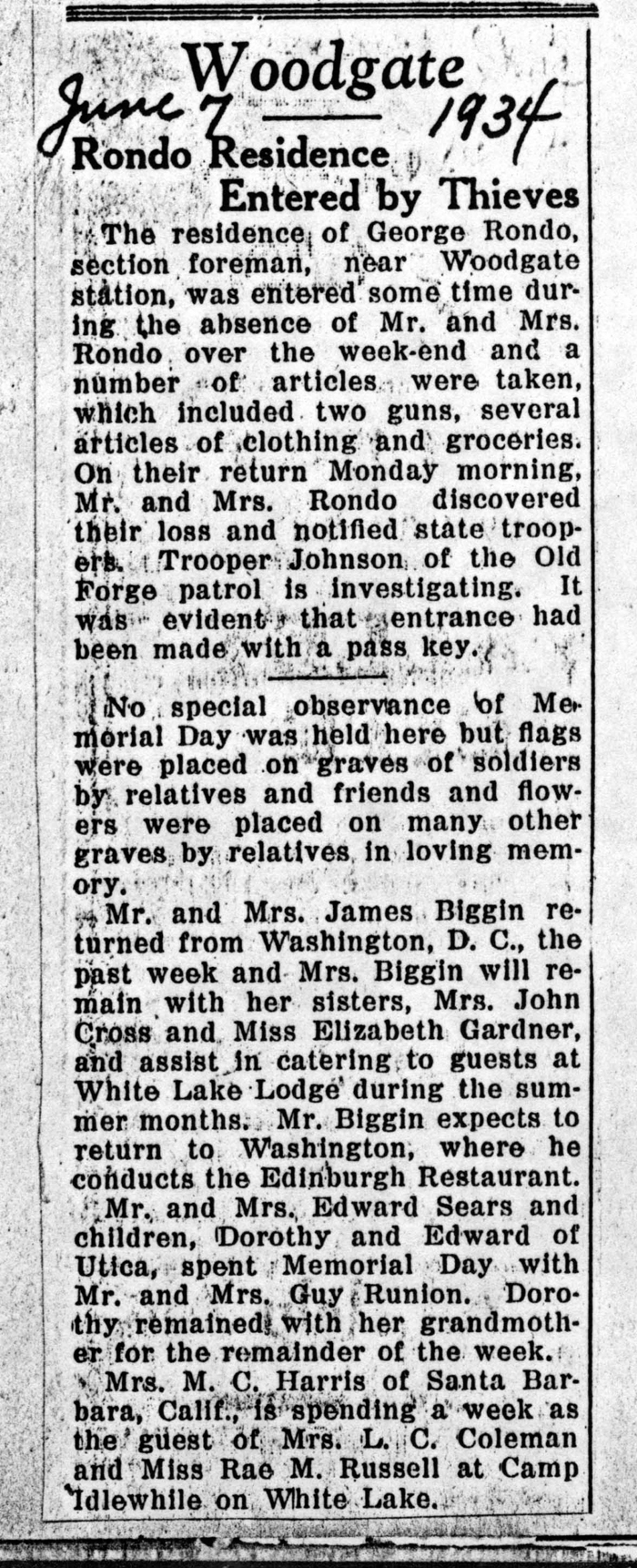 rondo residence entered by thieves june 7 1934 part 1