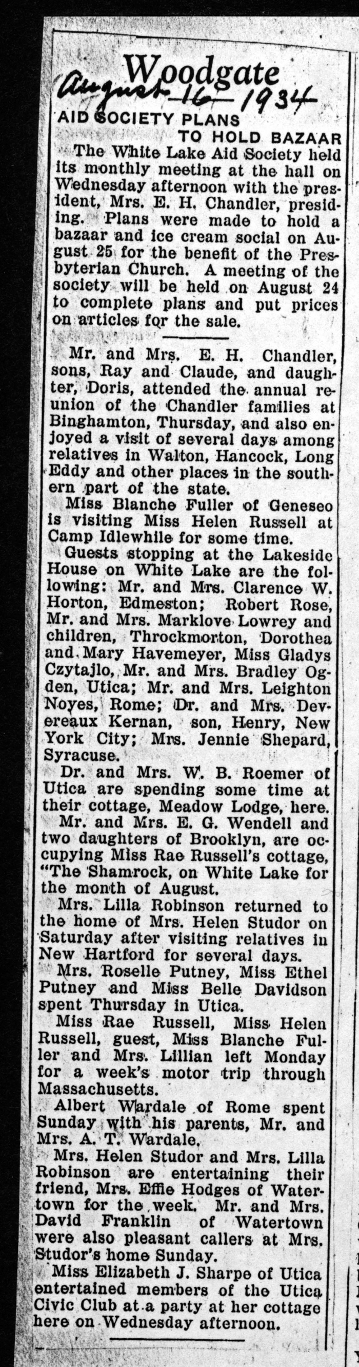 woodgate news august 16 1934