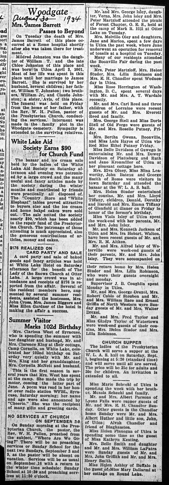 woodgate news august 30 1934