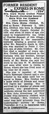crofoot clara morse bennett obit february 5 1935