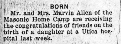 daughter born to mr and mrs marvin allen november 1935