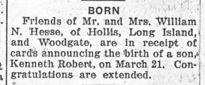 hesse robert kenneth son of william n born march 21 1935