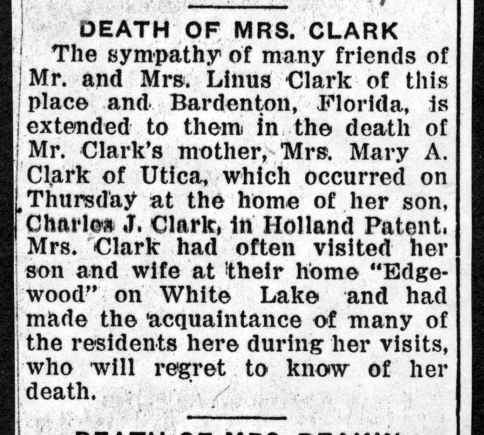 clark mary a mother of clark william linus obit january 16 1936