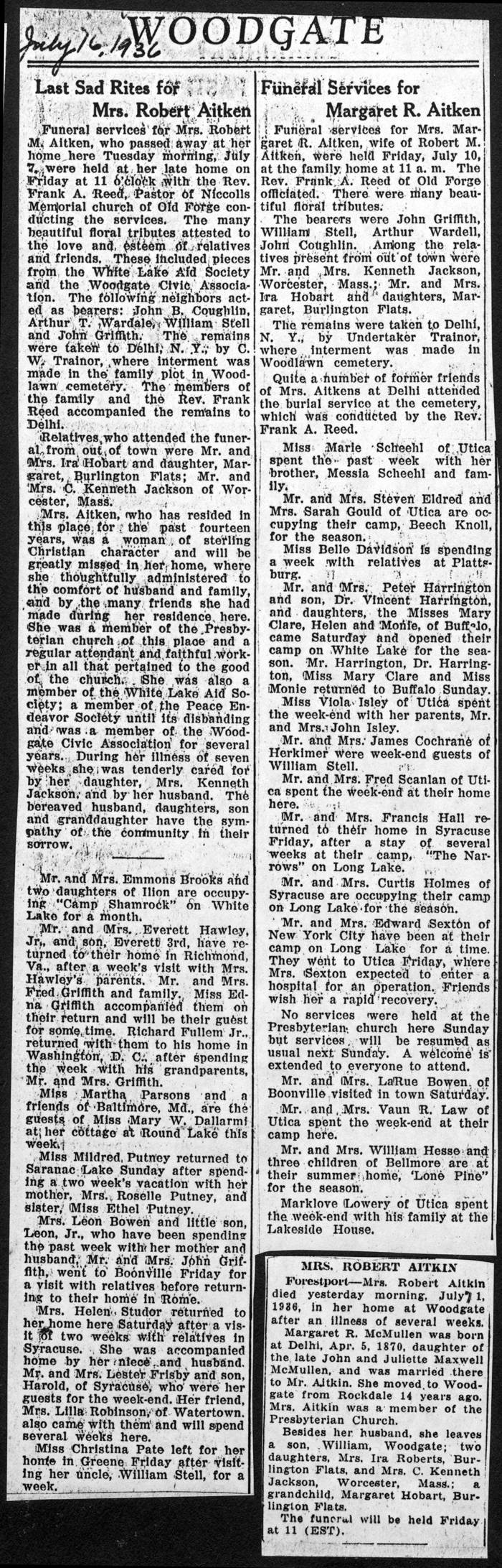 woodgate news july 16 1936