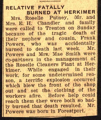 frank powers and mae smith fatally burned in roselle cleaners plant explosion 1936