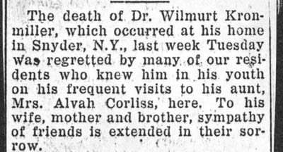 kronmiller dr wilmurt obit july 1936