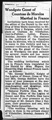 woodgate guest of countess de morelos married in france 1936