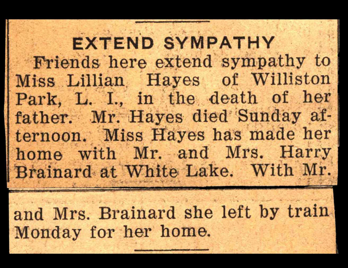 mr hayes father of lillian hayes obit april 1 1937