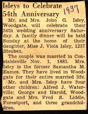 mr and mrs john g isley celebrate 54th wedding anniversary november 1 1937