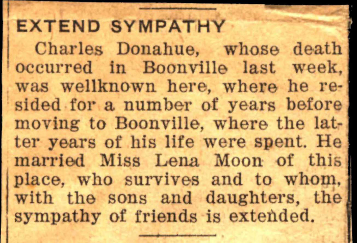 donahue charles husband of lena moon obit december 1938