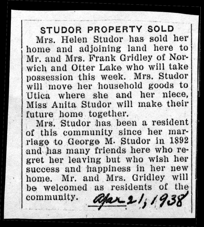 helen studor property sold to frank gridley april 21 1938