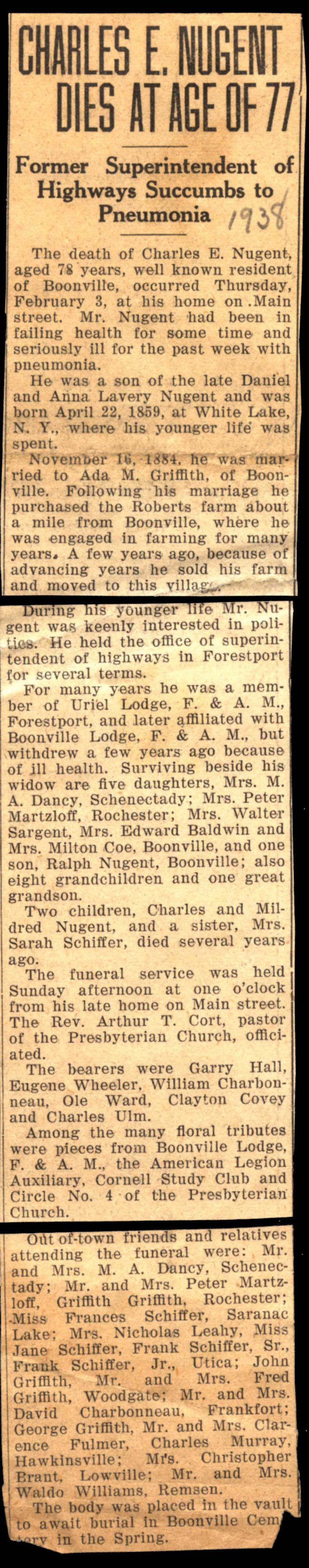 nugent charles e husband of ada m griffith obit february 3 1938