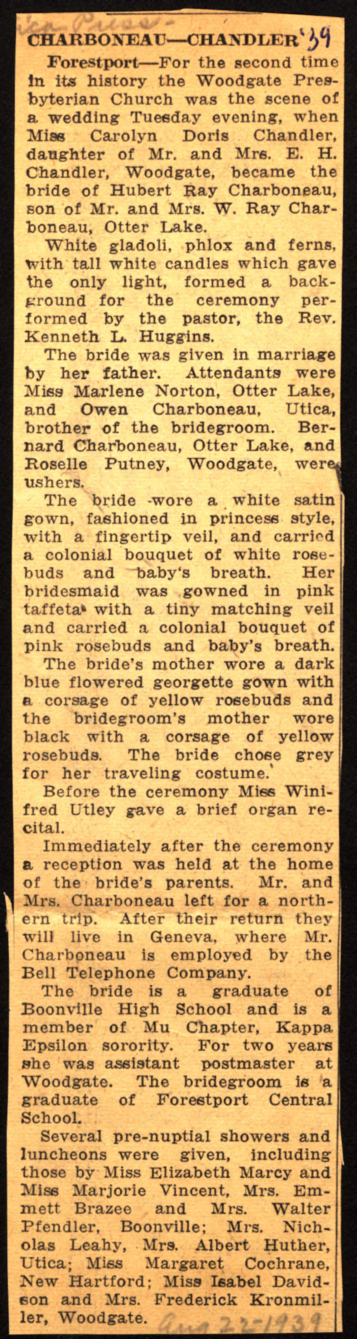 charboneau hubert ray marries chandler carolyn doris august 22 1939 001