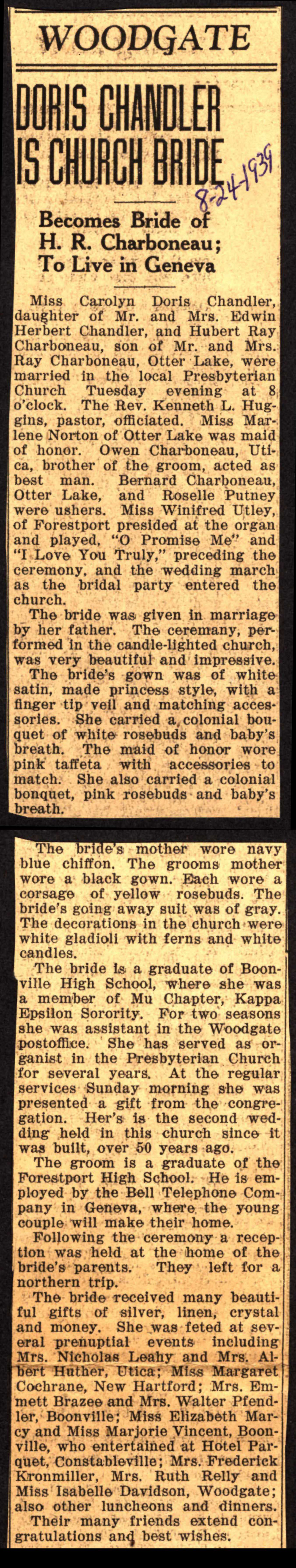 charboneau hubert ray marries chandler carolyn doris august 22 1939 002