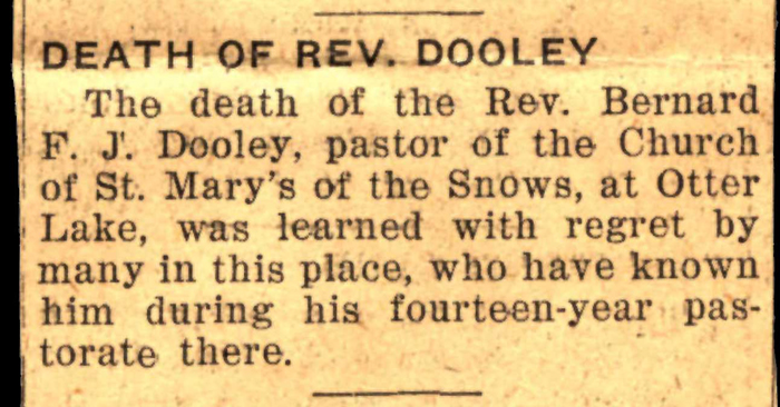 dooley reverend bernard f j obit 1939