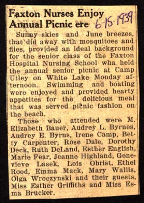 faxton nurses enjoy annual picnic june 15 1939