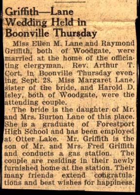 griffith raymond and lane ellen m married september 28 1939