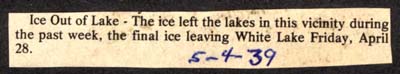 ice leaves white lake area lakes april 28 1939