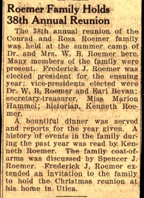 roemer family holds 38th annual reunion 1939