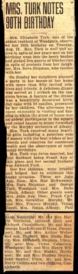 elizabeth turk notes 90th birthday august 13 1940