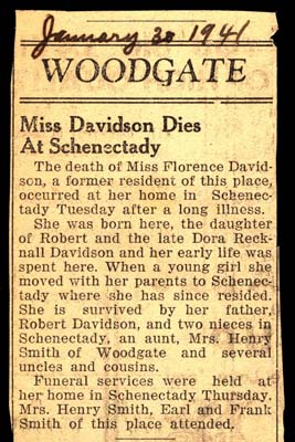 davidson florence dau of robert and dora recknall davidson obit january 1941