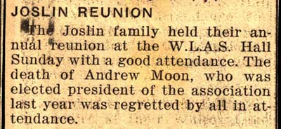 joslin family reunion held july 1941