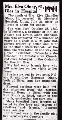 olney elva chandler dau of nelson and loretta moon chandler obit july 21 1941