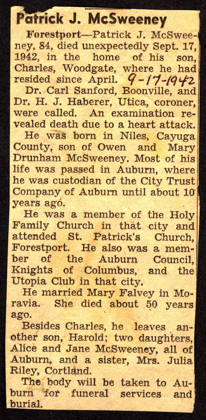 mcsweeney patrick j husband of mary falvey mcsweeney obit september 17 1942 002