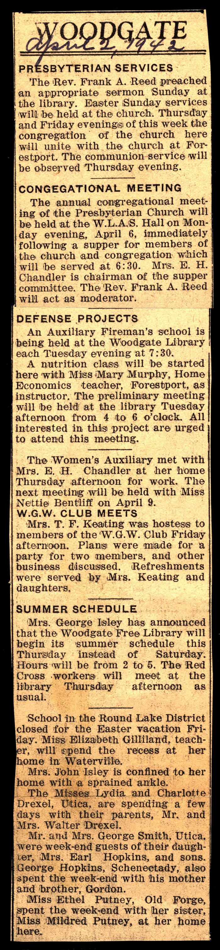 woodgate news april 2 1942