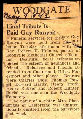 runyan guy brother of mrs charles briggs obit may 7 1942