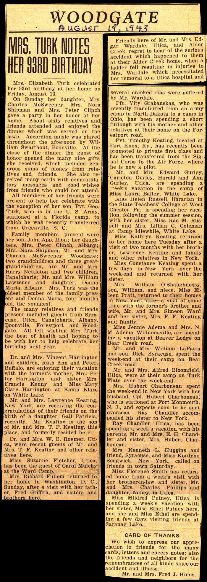 woodgate news august 19 1943