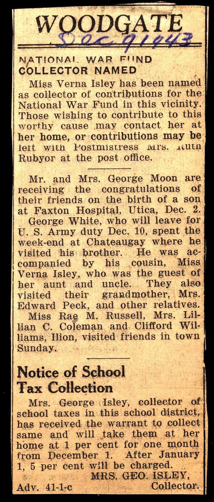 woodgate news december 9 1943