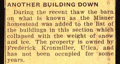 misner homestead barn collapses under snow march 1943