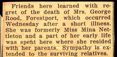 rood mina nettleton wife of george rood obit november 1943