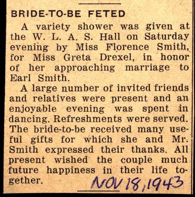 shower given for bride to be greta elizabeth drexel november 18 1943