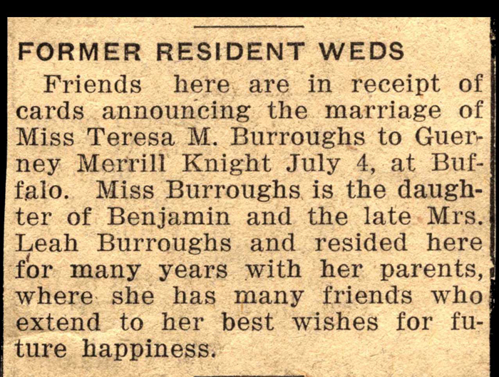 knight merrill weds burroughs teresa m july 4 1944