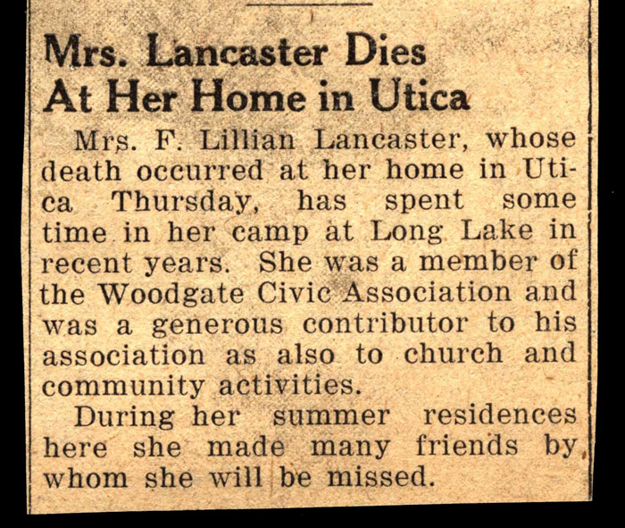 lancaster mrs f lillian obit january 1944