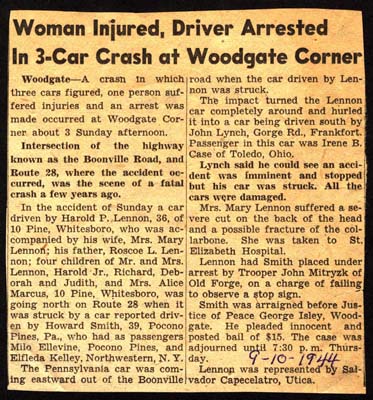 3 car crash at woodgate corners september 10 1944