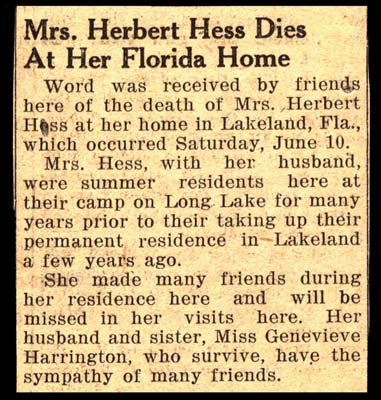 hess mrs herbert sister of miss genevieve harrington obit june 10 