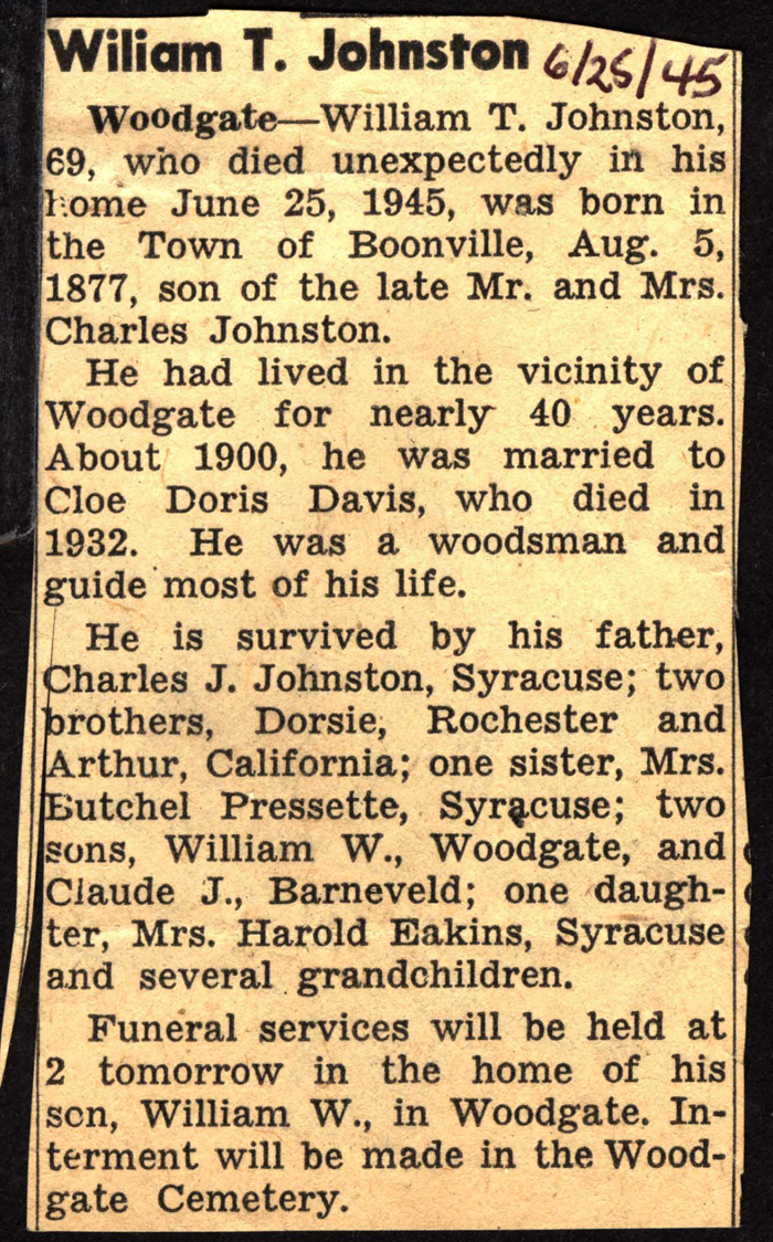 johnston william t husband of cloe doris davis obit june 25 1945