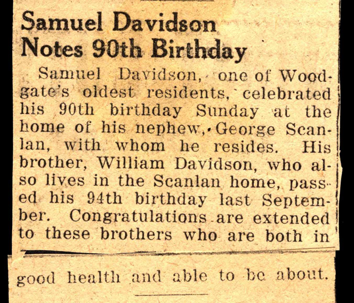 samuel davidson notes 90th birthday january 1945