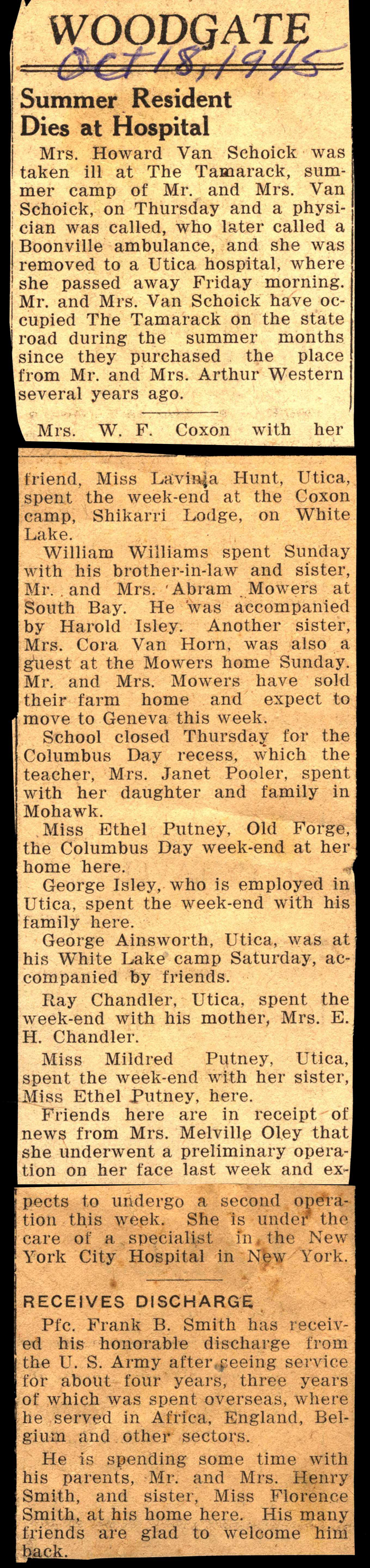 woodgate news october 18 1945