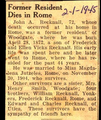 recknall john a husband of magdalena jutzeles obit february 1 1945