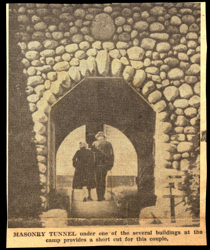 masonic home camp at round lake in woodgate photo of masonry tunnel august 25 1946