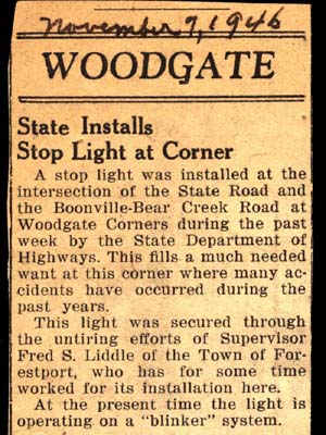state installs stop light at woodgate corners november 7 1946