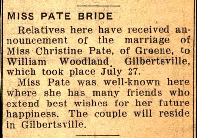woodland william wed to pate christine july 27 1946