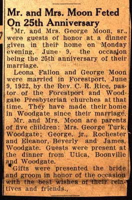george moon and leona fallon moon celebrate 25th wedding anniversary june 9 1947