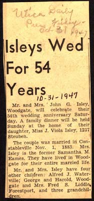 john g isley and samantha m eames isley celebrate 54th anniversary november 1 1947