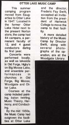 otter lake music camp 1947