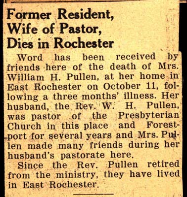 pullen mrs william h wife of reverend w h pullen obit october 11 1947